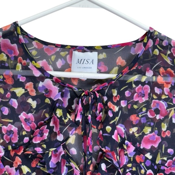 Misa Los Angeles by Revolve Black Floral Sheer Top. Size S - Picture 3 of 16